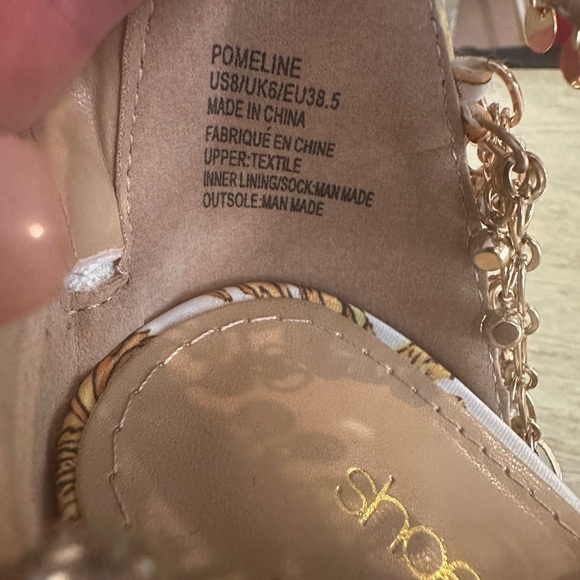 Shoe Dazzle Gold and White Stiletto Heels with Ankle Straps - Picture 7 of 8